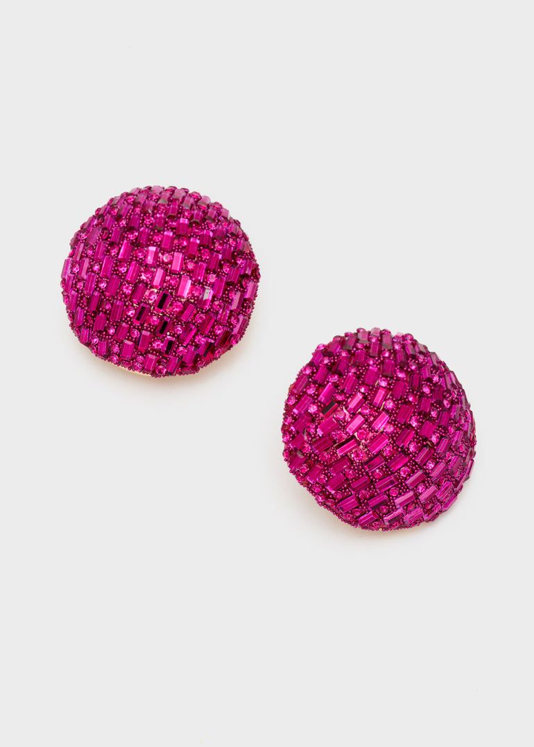 Nalì - Orecchini elis clip+pin pietre Sku: EMOR1708 - Fucsia