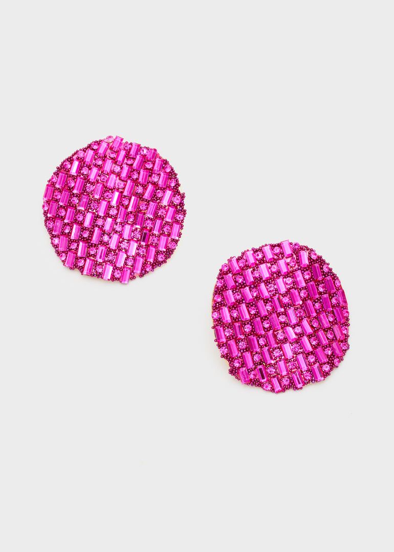 NALIì - ORECCHINI ELIS FLAT PIETRE Sku: EMOR1710 - fucsia