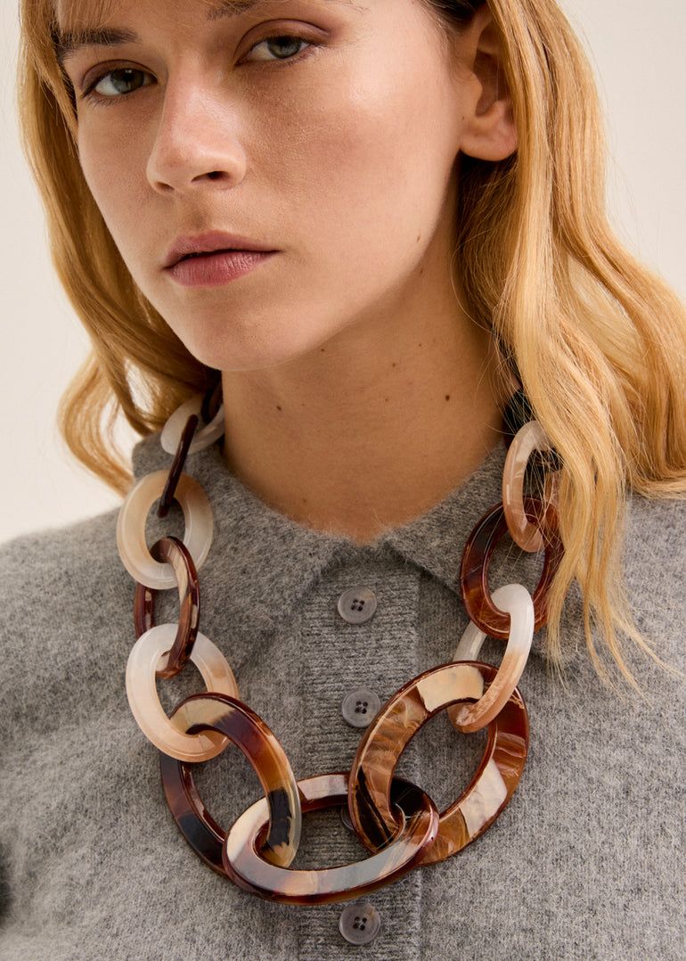 NALI&#39; - COLLANA GIROCOLLO BIG OVAL RESINA MARRONE Sku: DUCL0060