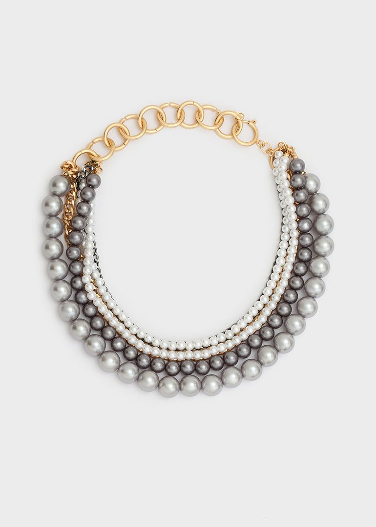 NALI' - COLLANA MULTIFILO PERLE ORO\ARGENTO Sku: EMCL1027