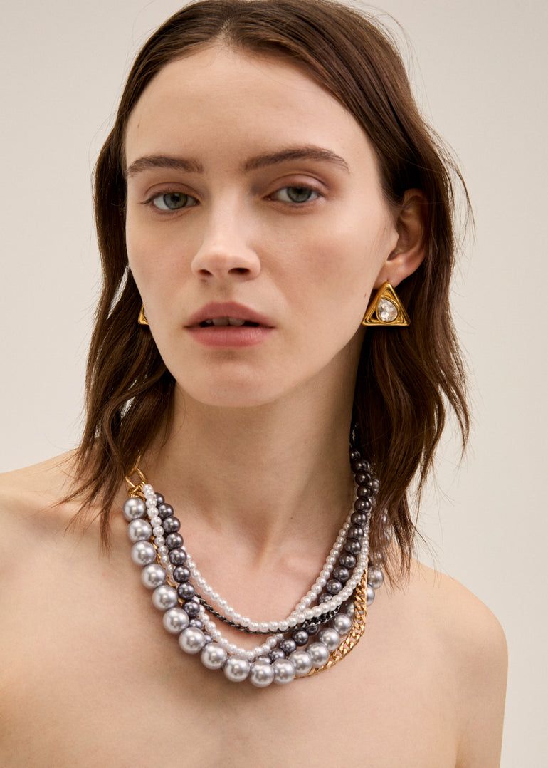 NALI&#39; - COLLANA MULTIFILO PERLE ORO\ARGENTO Sku: EMCL1027