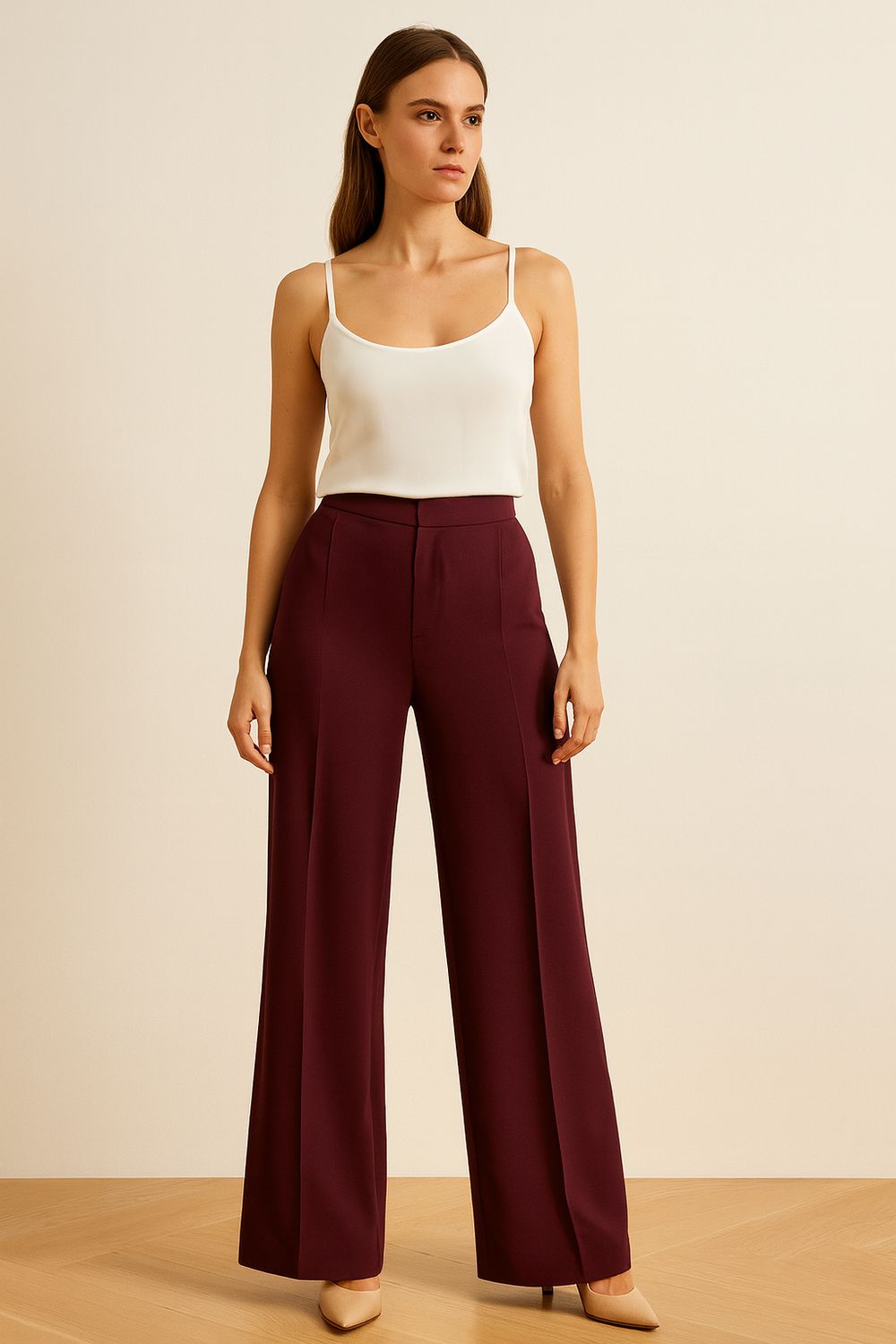 MOTEL - pantalone in tessuto fluido elastico dietro tasche laterali AI254065 - melanzana