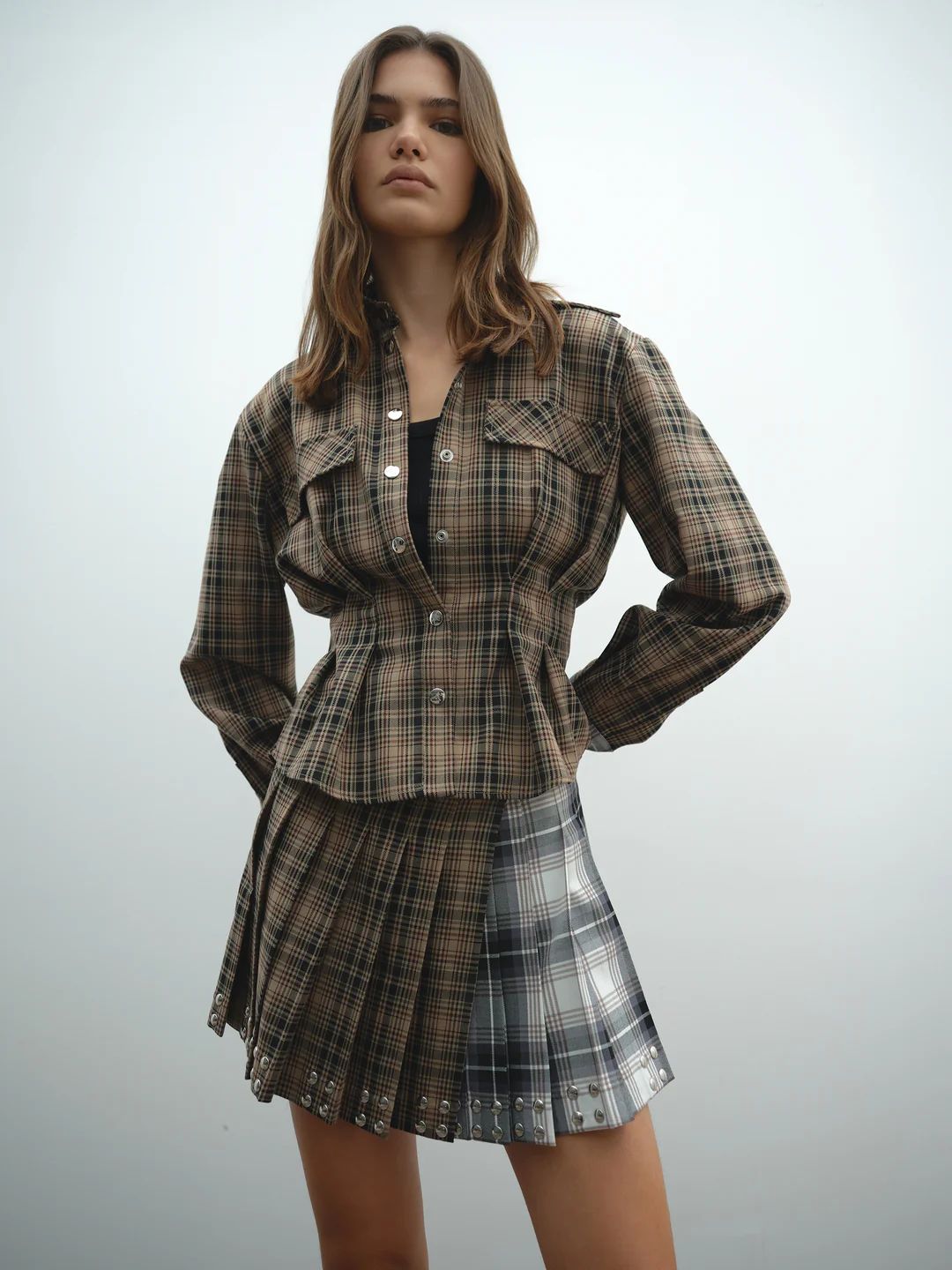 Camicia AKEP bustier check con borchie CMKD11111_VARIANTE UNICA