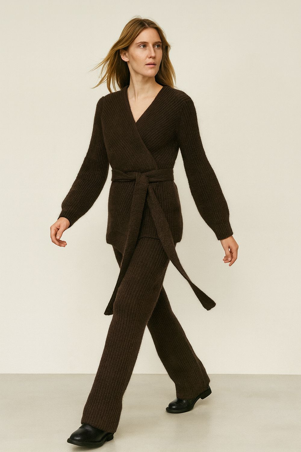 VICOLO - Cardigan incrociato in maglia 55182F - Moro