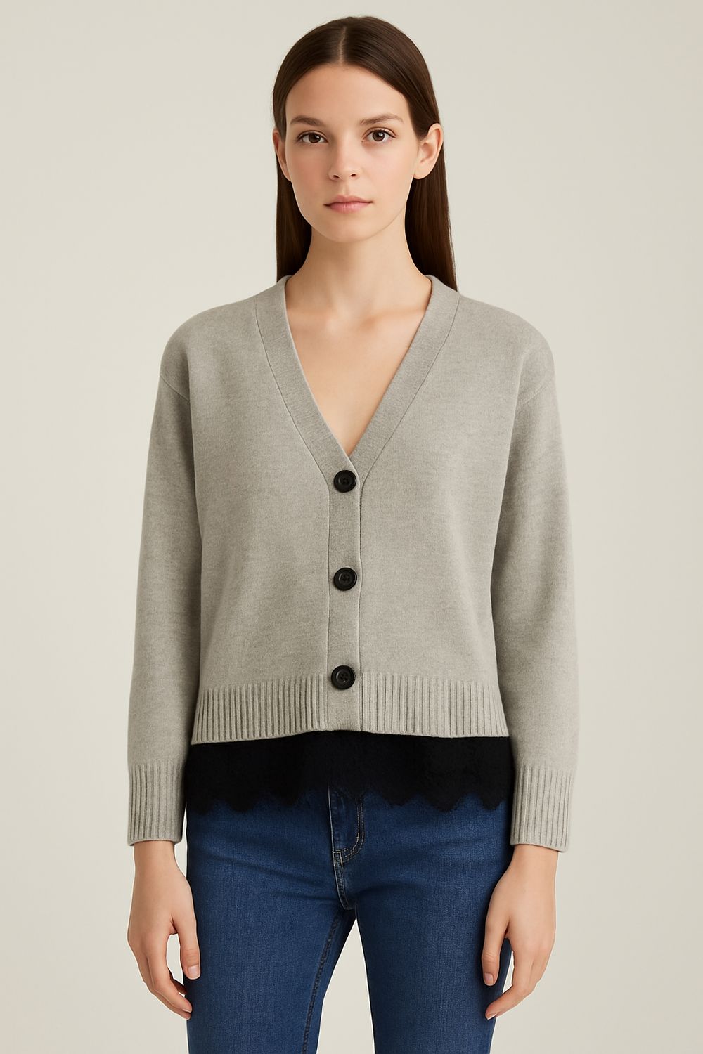 MOTEL - cardigan in maglia con inserti in pizzo D80918/pizzo - cacha