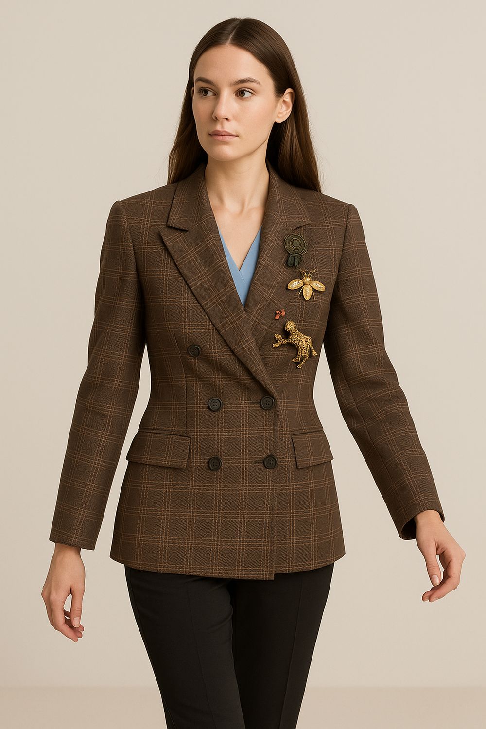 MOTEL - giacca avvitata doppiopetto 26B843 - moro