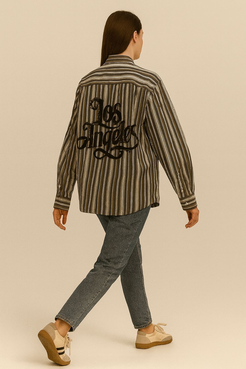 VICOLO - camicia vintage RF0078 - moro/celeste
