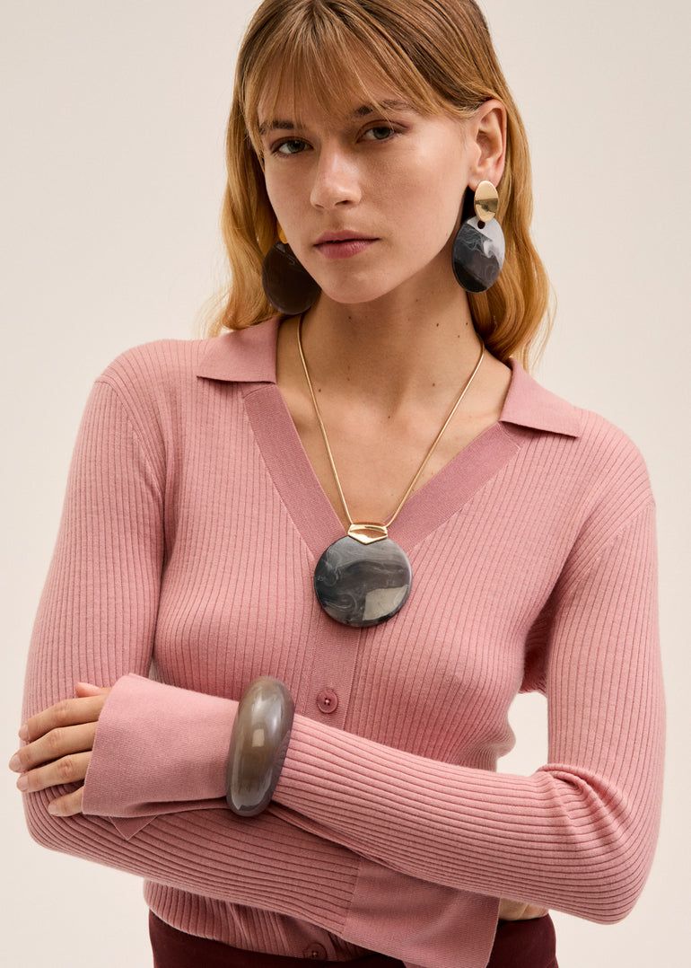 NALì - Collana noa pendente over resina Sku: DUCL0064 - Grigio