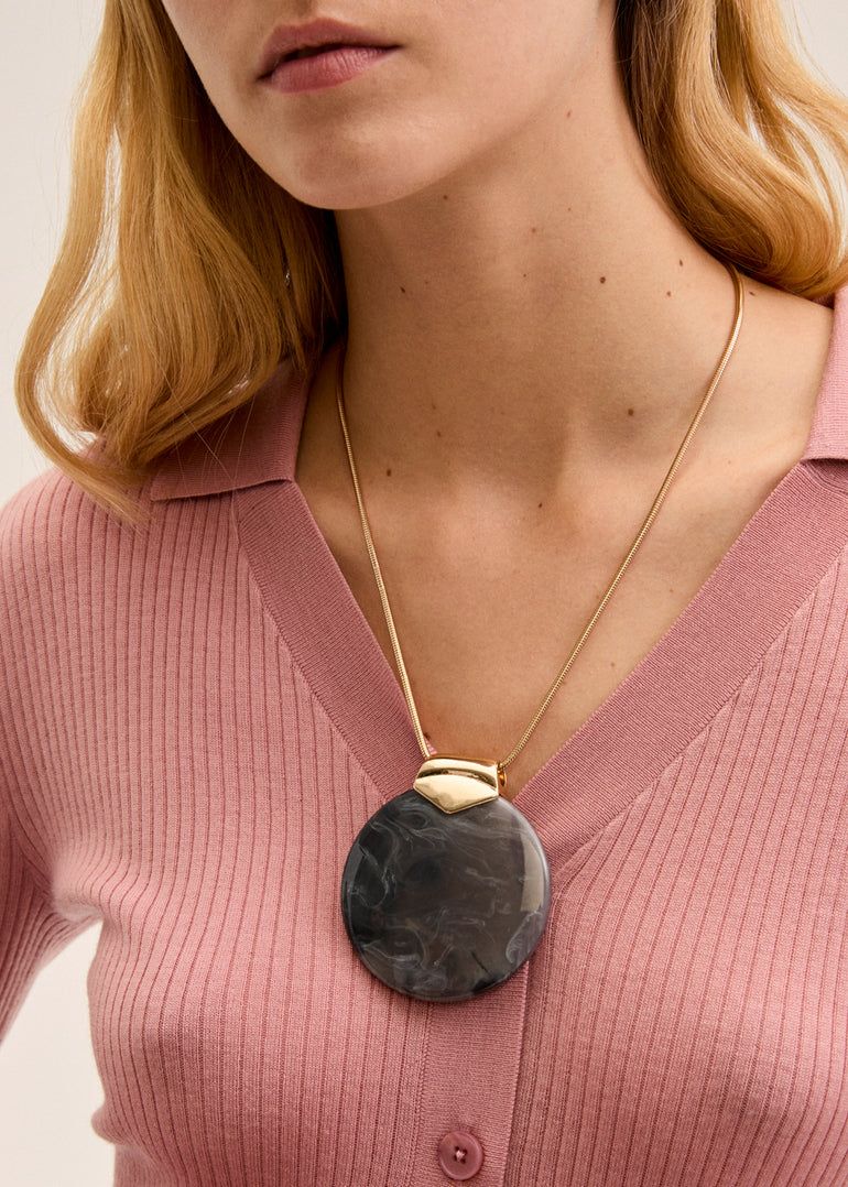 NALì - Collana noa pendente over resina Sku: DUCL0064 - Grigio
