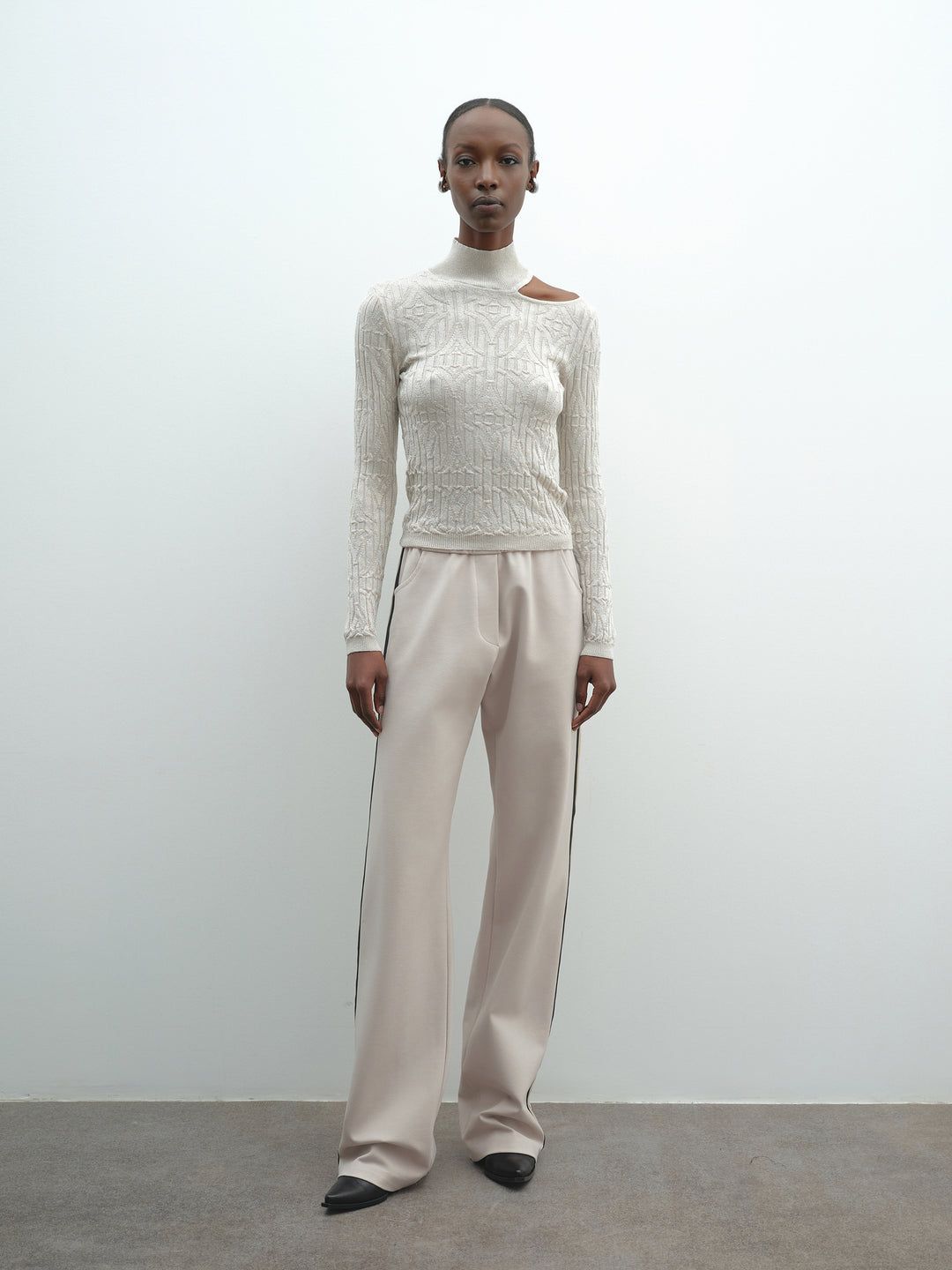 AKEP - Top Lupetto a costine MGKD11035 - Panna