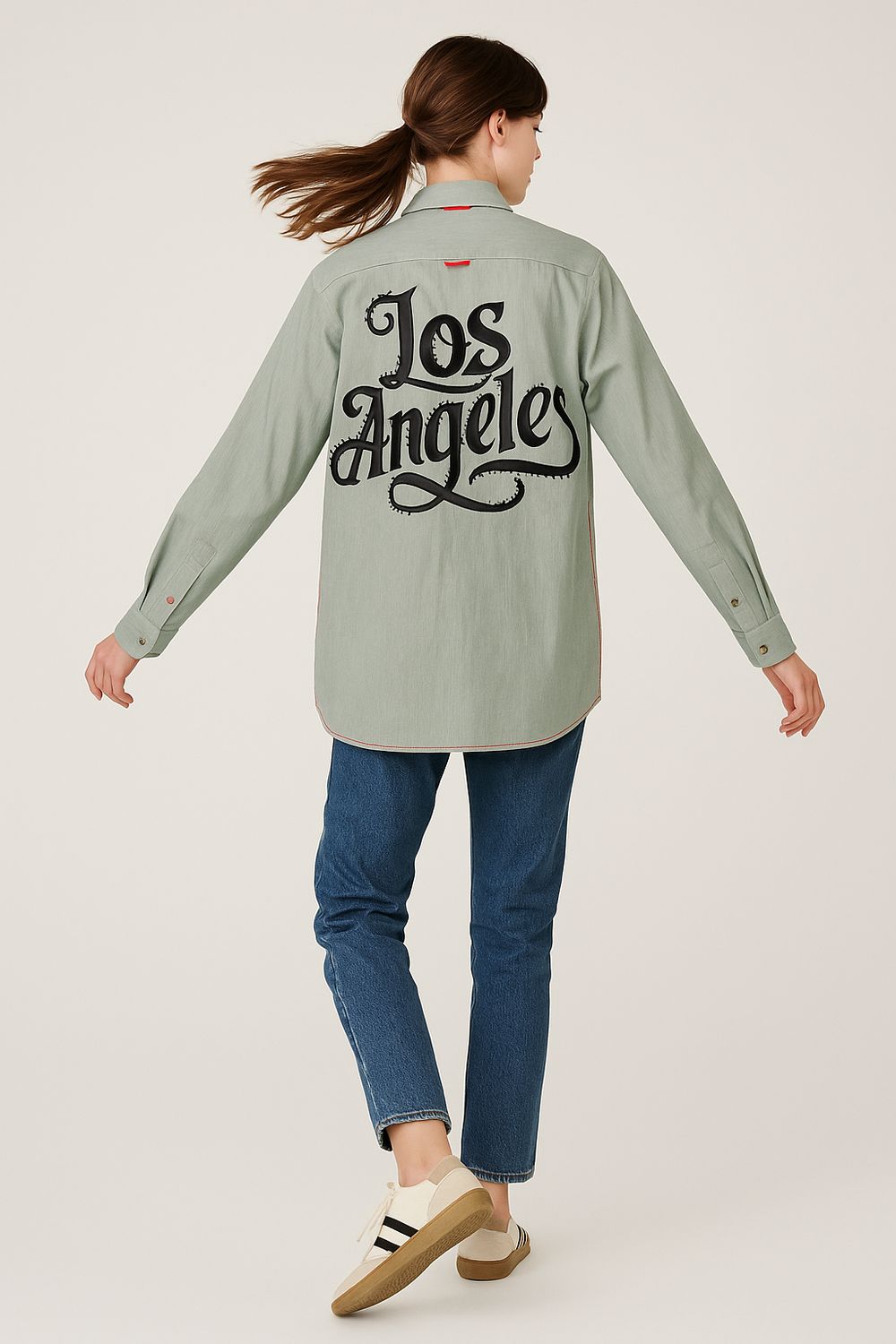 VICOLO - camicia a righe vintage RF0078 - verde/rosso VICOLO - camicia a righe vintage RF0078 - verde/rosso