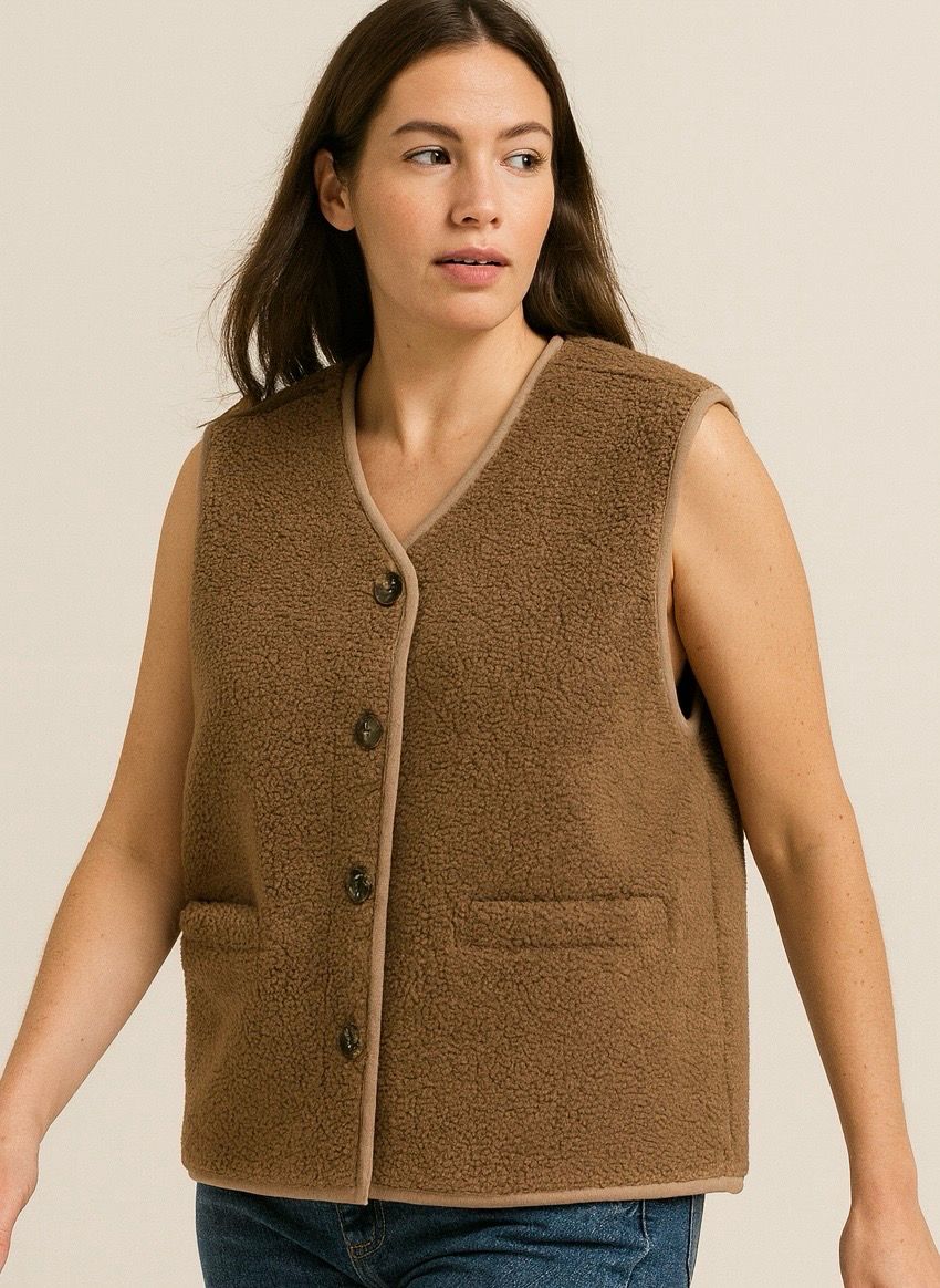 VICOLO - gilet in pelliccia ecologica TF0963 - beige VICOLO - gilet in pelliccia ecologica TF0963 - beige