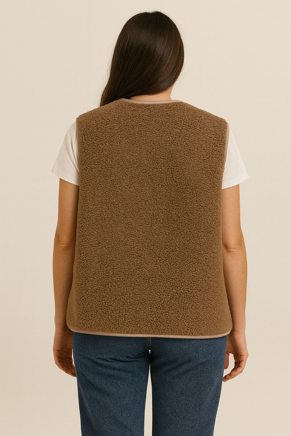 VICOLO - gilet in pelliccia ecologica TF0963 - beige