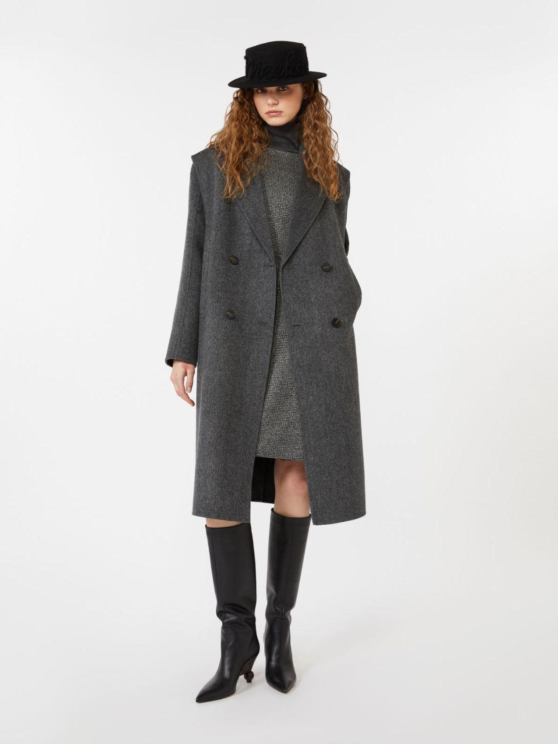 MaxMara WEEKEND - Cappotto a vestaglia in tweed di lana WE5016045206002 - NERO