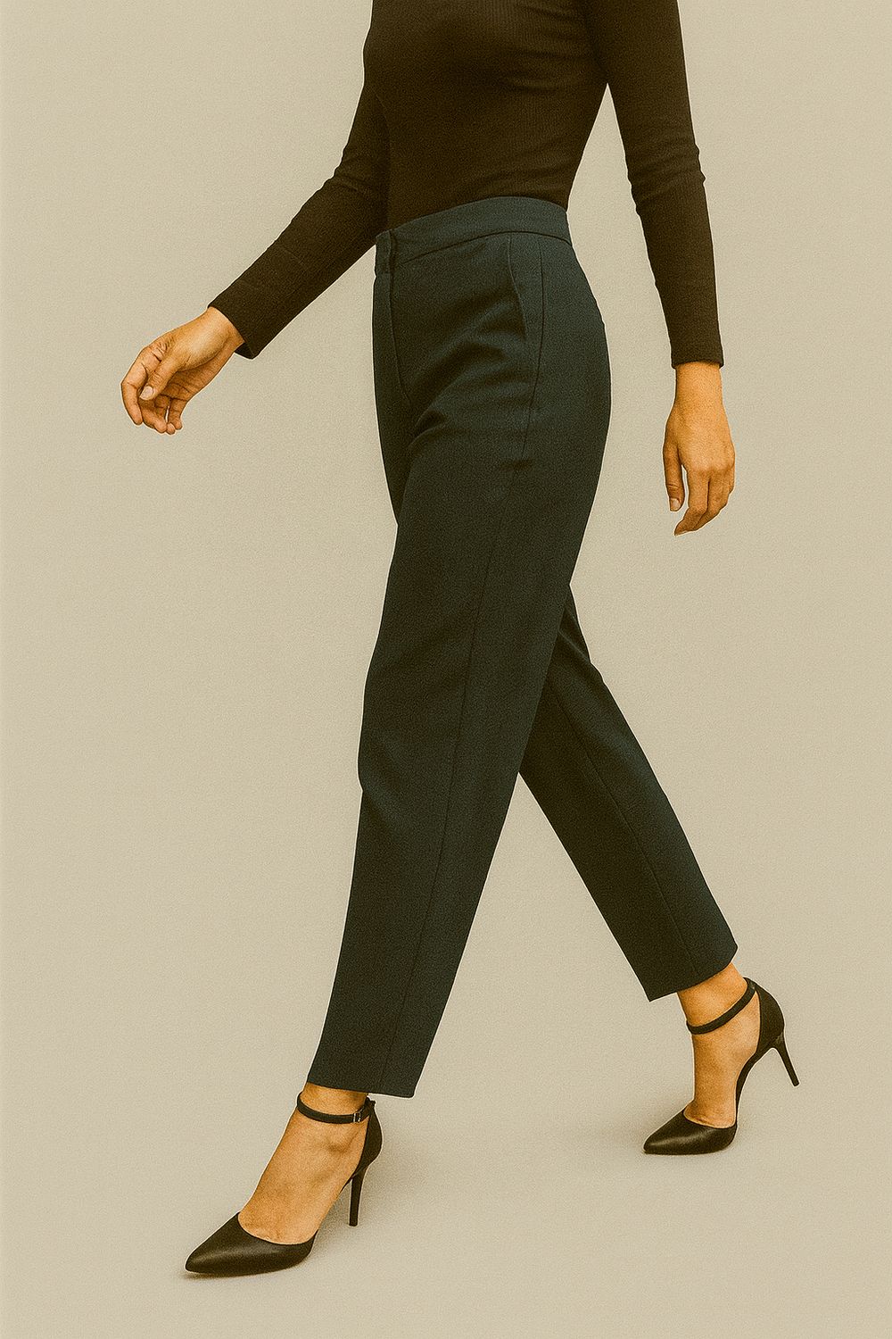 VICOLO - pantalone stretto elasticizzato in punto Milano TF0229 - verde scuro