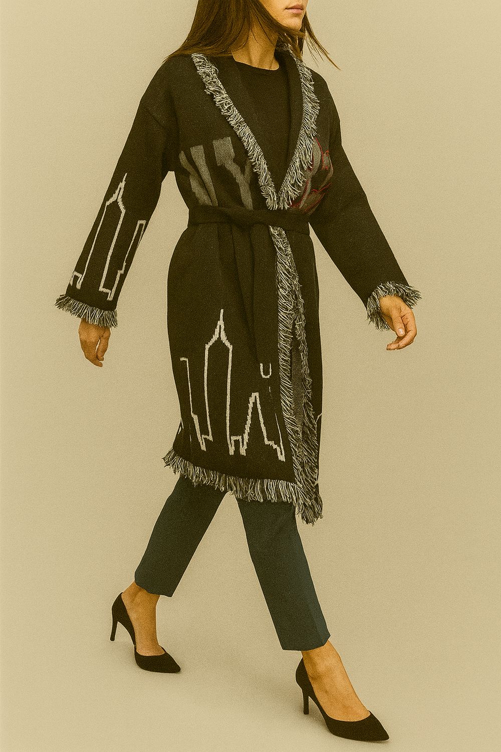 MOTEL - cardigan lungo in maglia W5HMG82A400 - nero