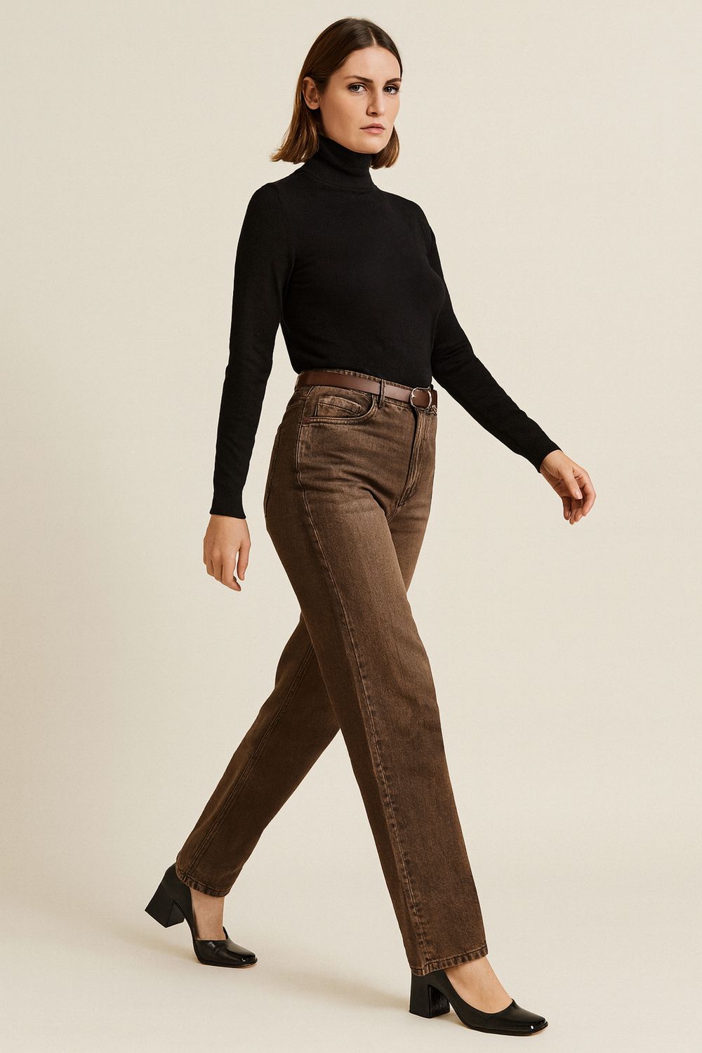 MOTEL - jeans morbido sfumato W25P852 - moro/nero