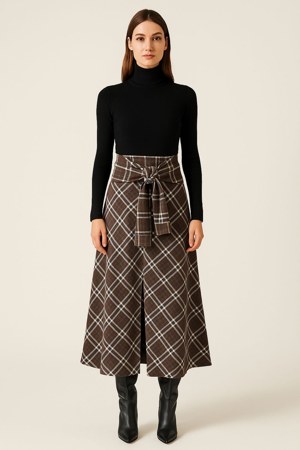 MOTEL - gonna svasata in flanella con maniche di camicia in vita check 106M - variante unica