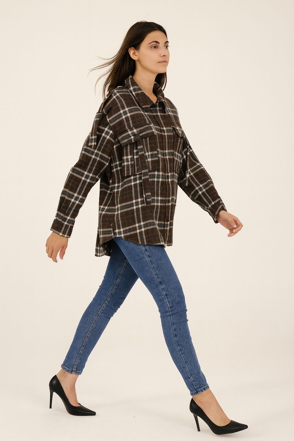 MOTEL - camicia over in flanella con tasche e mostrine 105M - variante unica