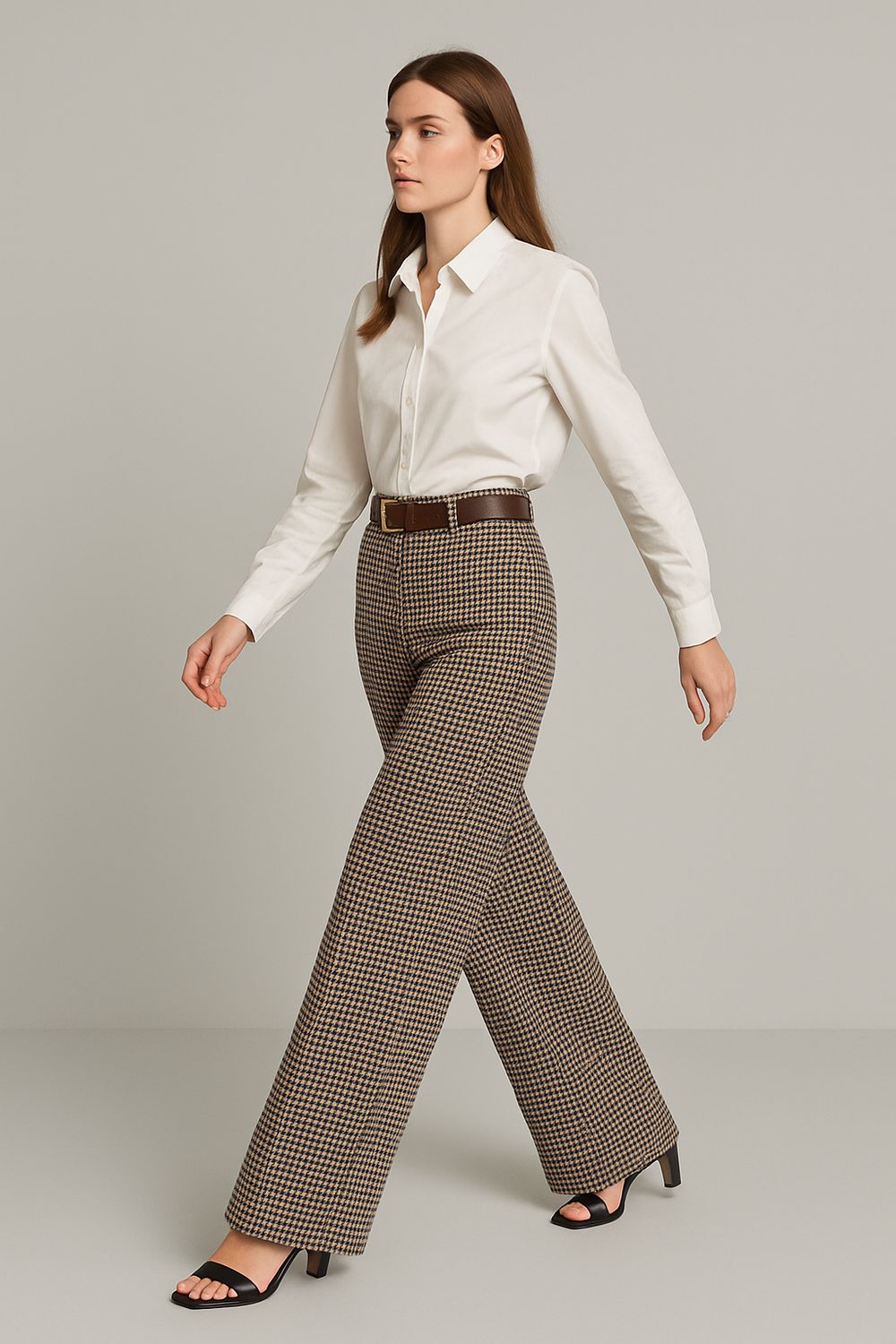 TENSIONE IN - pantalone a palazzo principe di Galles con lastrico dietro 26P1125 - variante unica