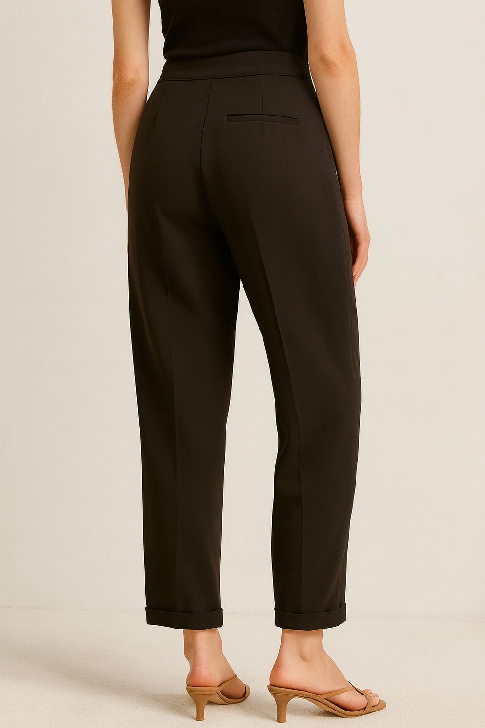 VICOLO - pantalone vita alta con pences Tf0688 - moro