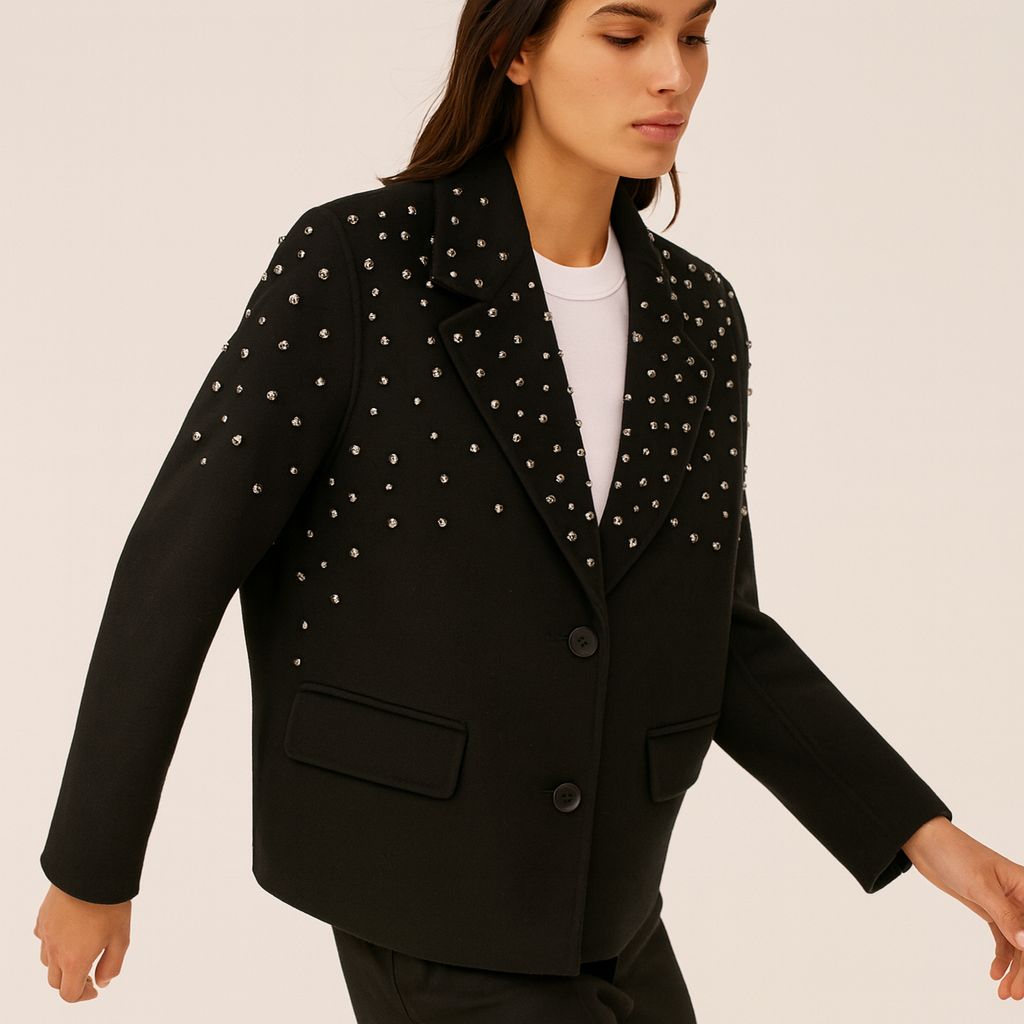 HAND MADE - giacca hand Made over con pietre KHB-P004 - nero HAND MADE - giacca hand Made over con pietre KHB-P004 - nero