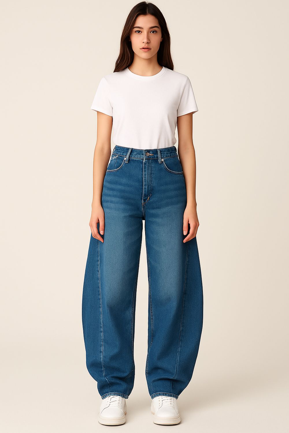 TENSIONE IN - jeans modello ballon e banana con spicchi ANAIS - blu