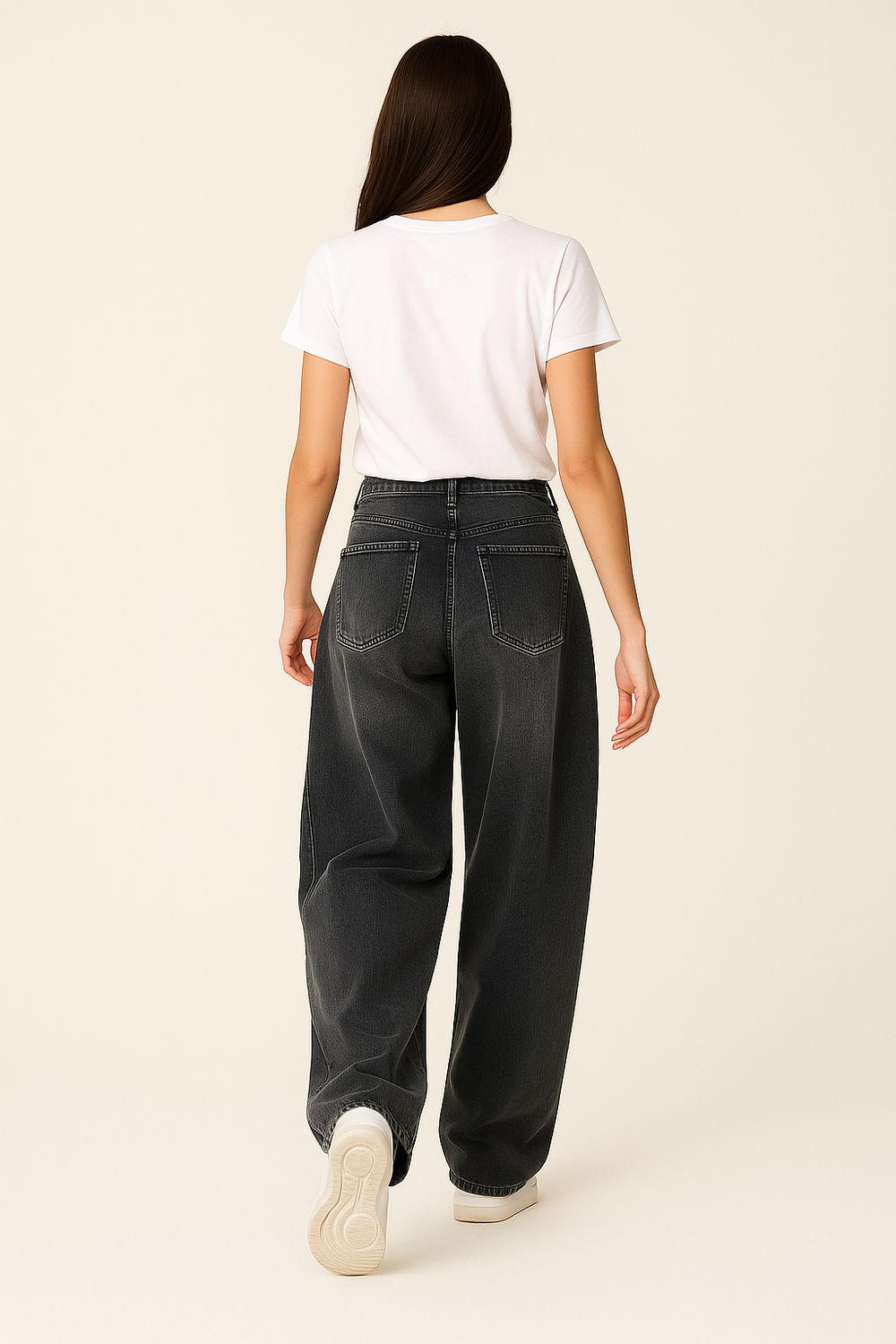 TENSIONE IN - jeans ballon banana con spicchi laterali P005J120K441 - denim black
