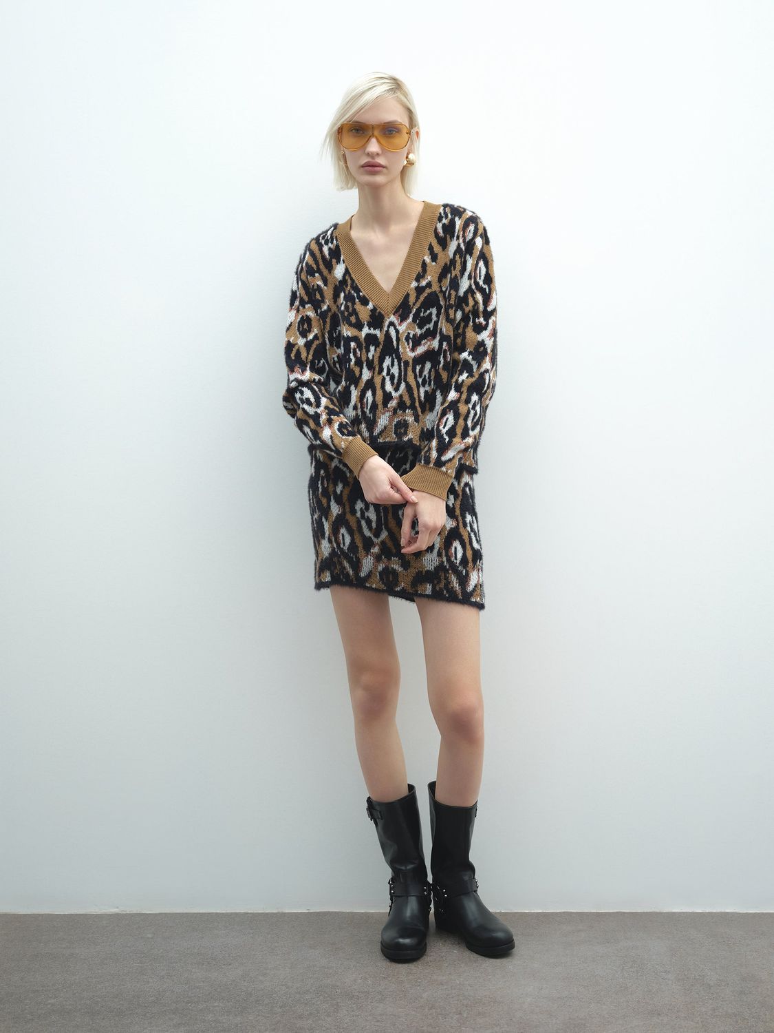 Gonna AKEP in jacquard maculato GOKD11001_MARRONE/GRIGIO