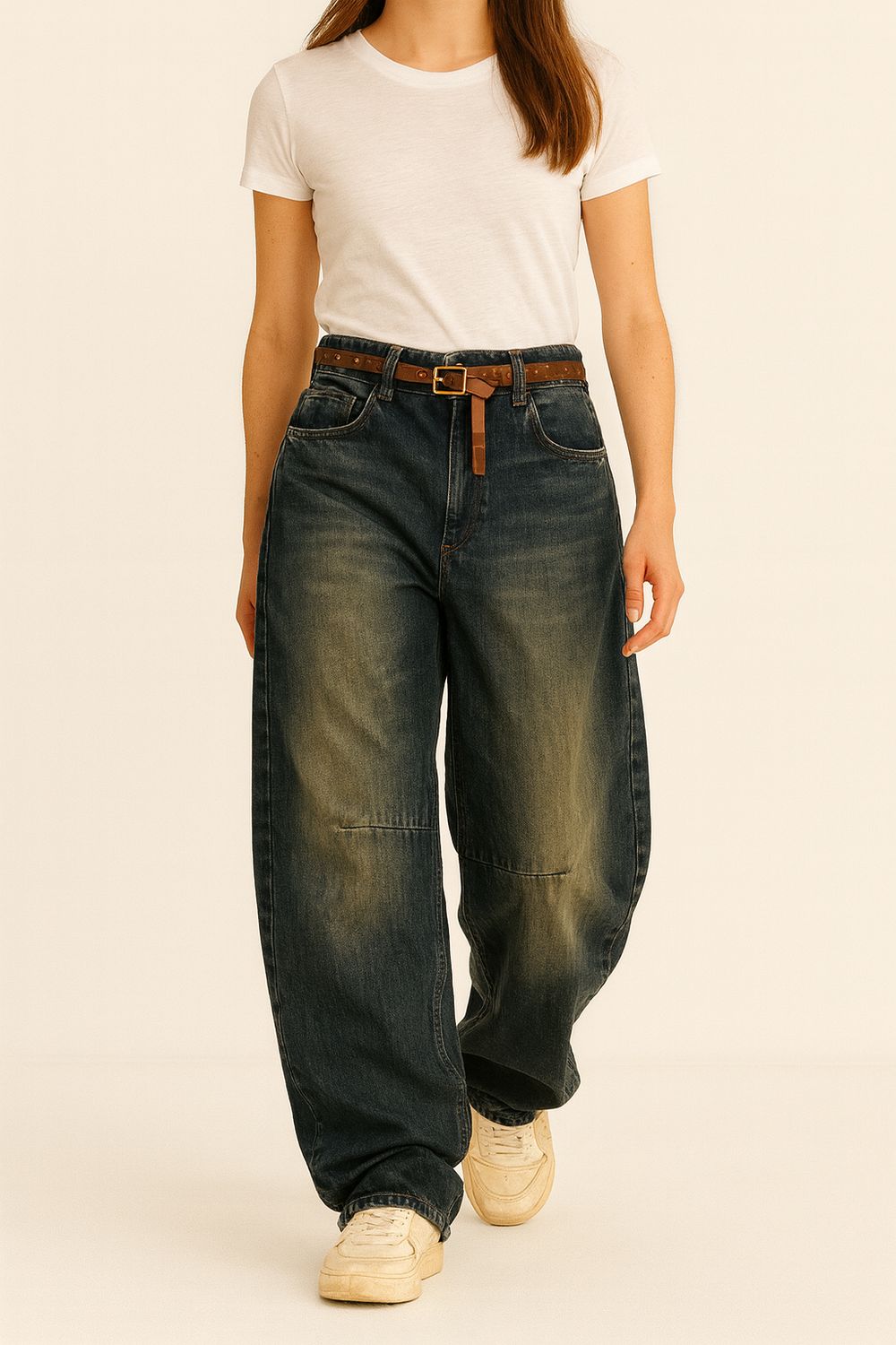 MOTEL - jeans banana  baloon W25P853 - denim scolorito al tè