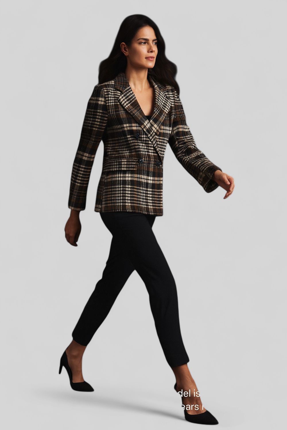 MOTEL - giacca avvitata in flanella di lana doppiopetto 26B1310 - check moro/blu