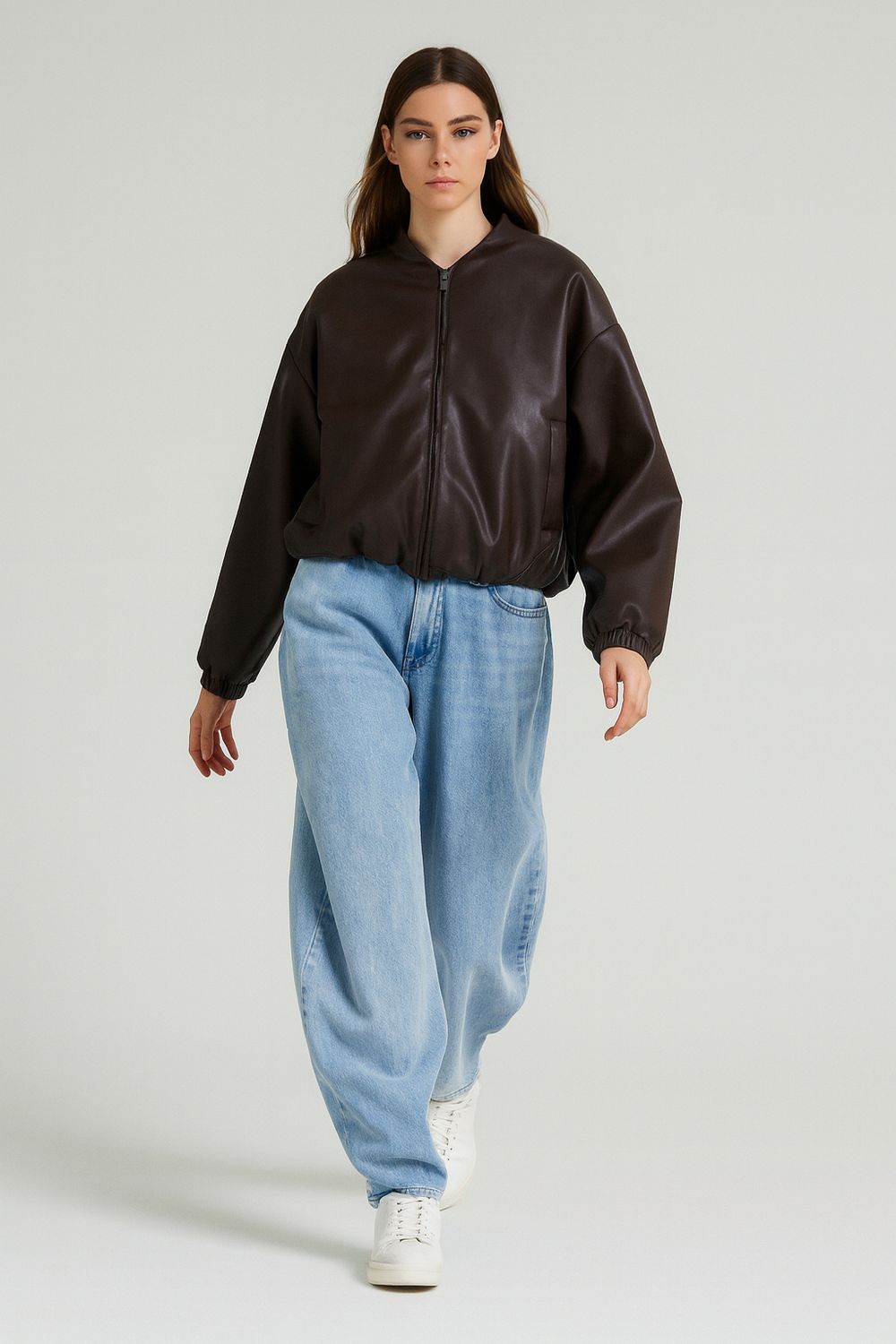 VICOLO - bomber in ecopelle imbottito con trapunta TF1541 - moro VICOLO - bomber in ecopelle imbottito con trapunta TF1541 - moro