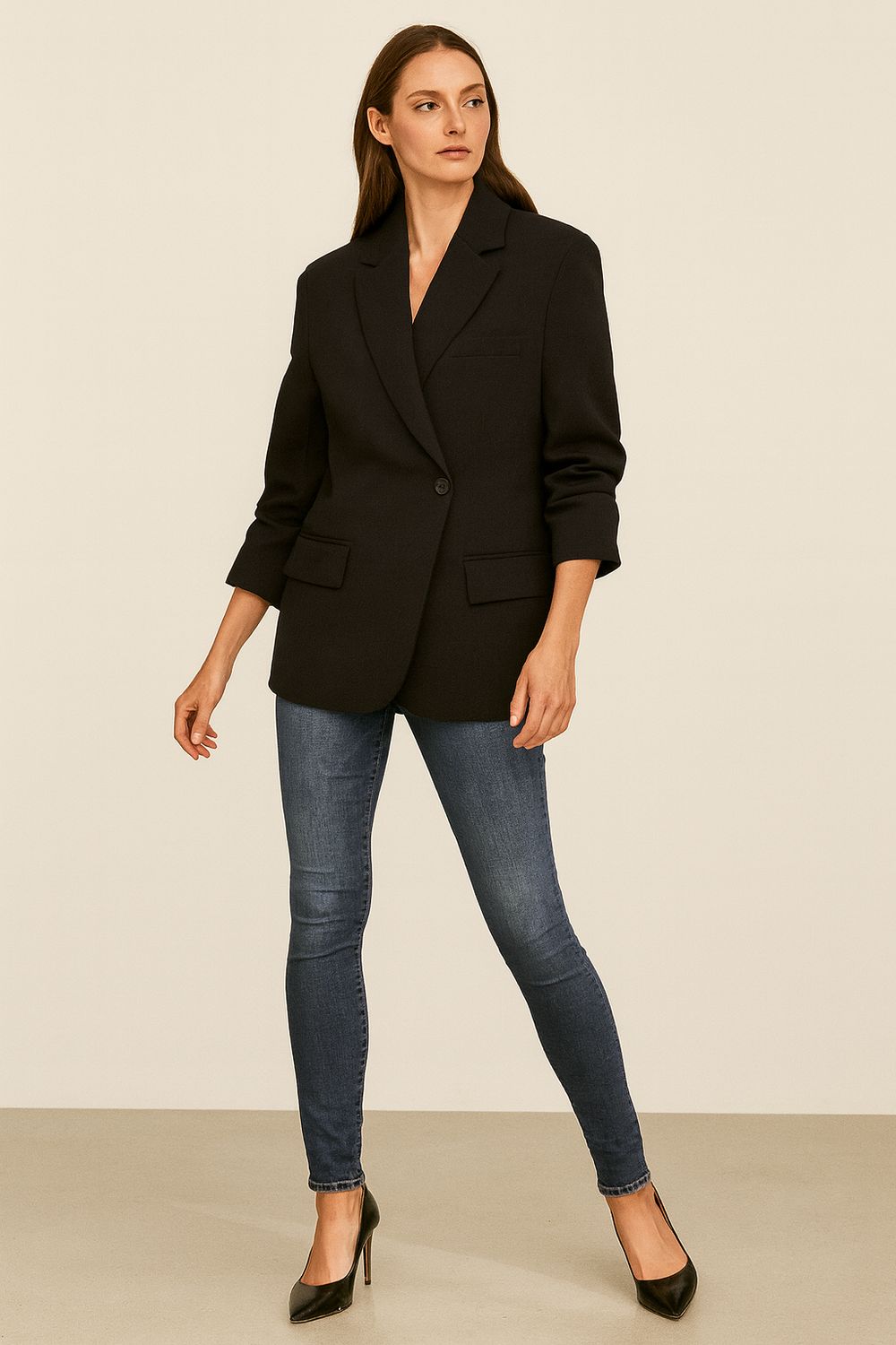 VICOLO - giacca over con bottone laterale per abbottonatura avvitata  TF1701 - nero