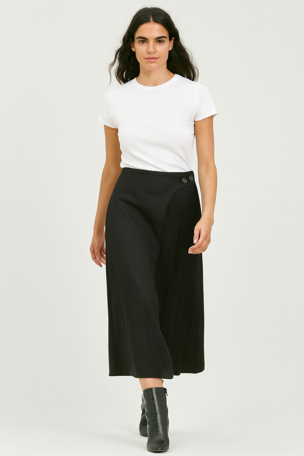 VICOLO - gonna longuette svasata con pieghe TF1767 - nero