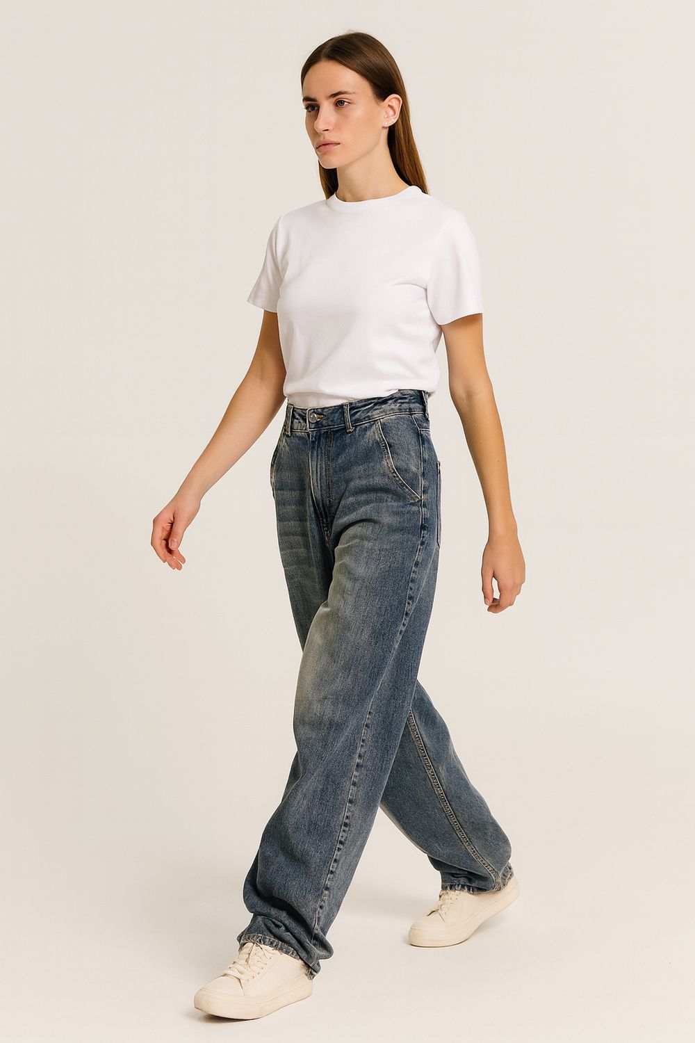 TENSIONE IN - jeans tasche modello Baloon ELSA - blu