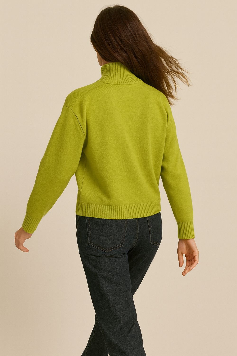 VICOLO - maglia collo vulcano in viscosa a scatoletta 77063F - verde acido