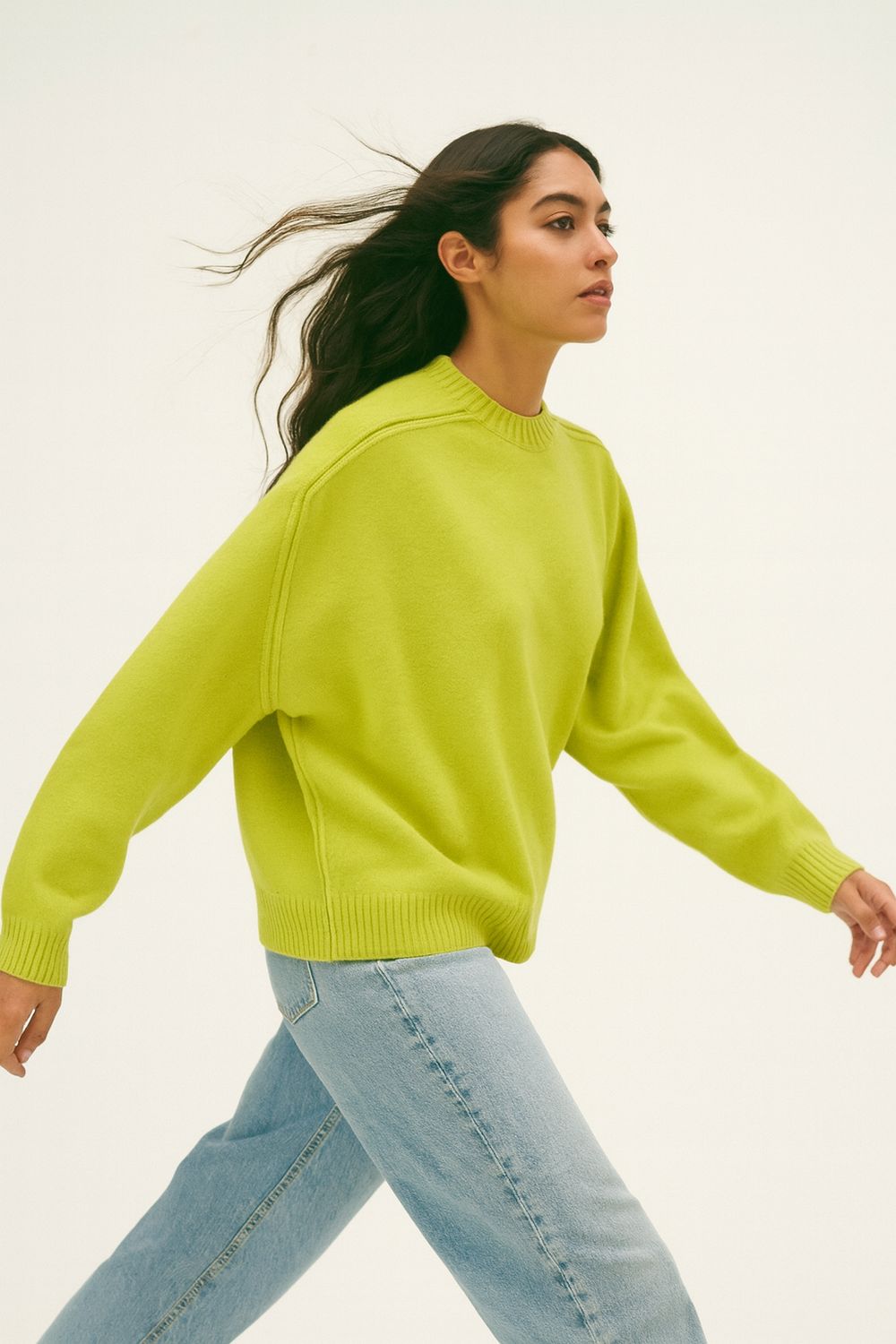 VICOLO - maglia girocollo in viscosa a scatoletta 77062F - verde acido