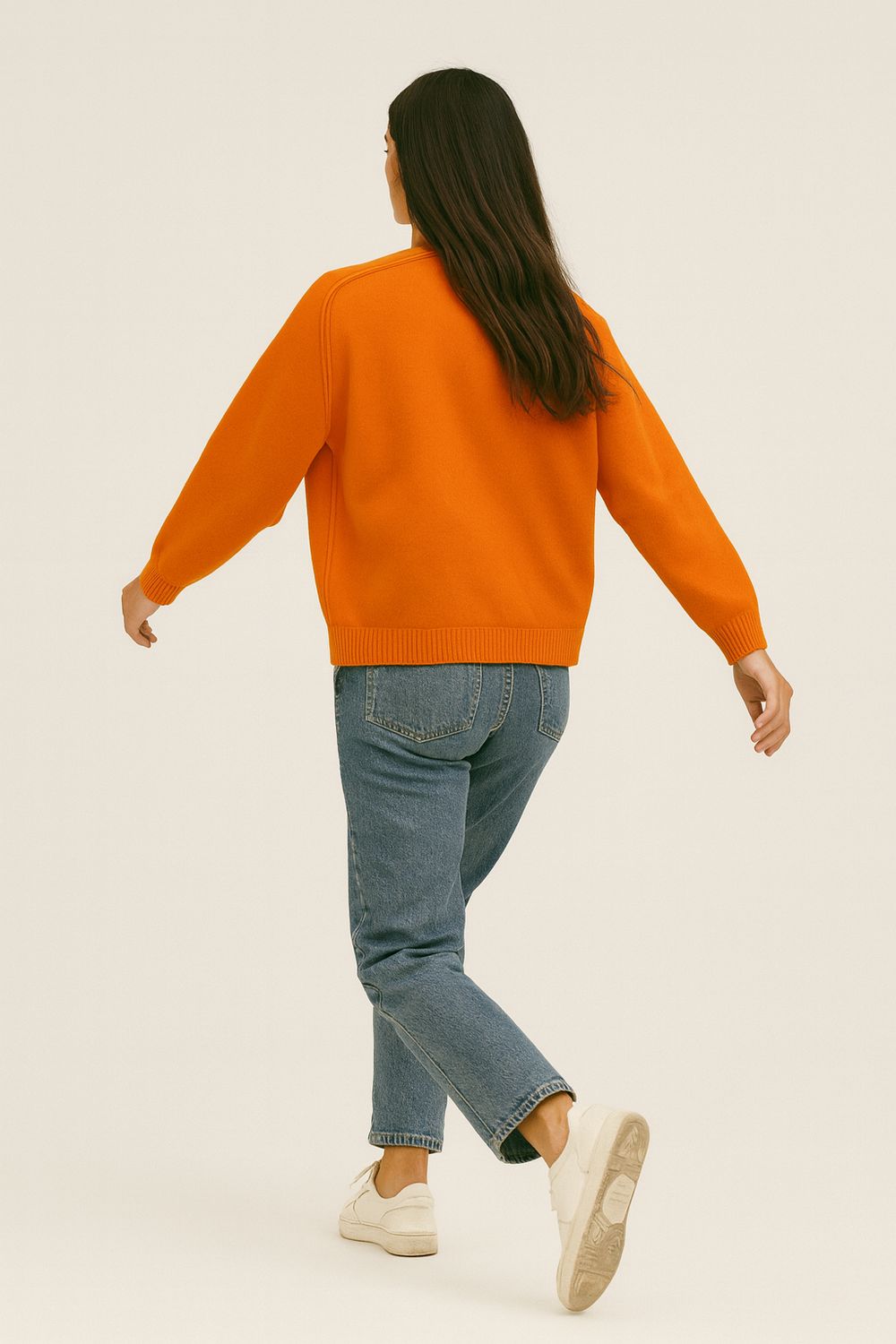 VICOLO - maglia in viscosa a girocollo 77026 - arancio
