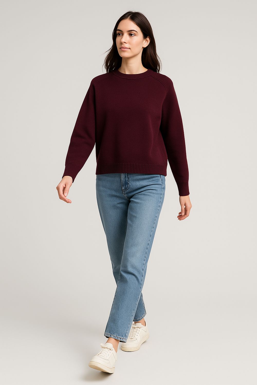 VICOLO - maglia in viscosa girocollo a scatoletta 77062F - bordeaux