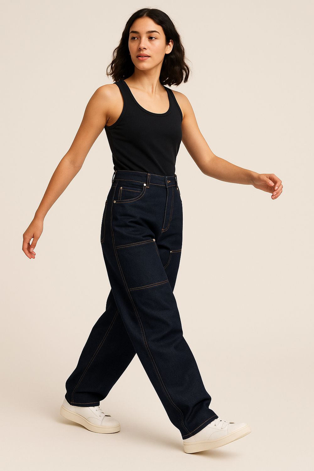 VICOLO - jeans arielle modello Baloon con cuciture DF5009 - denim blue