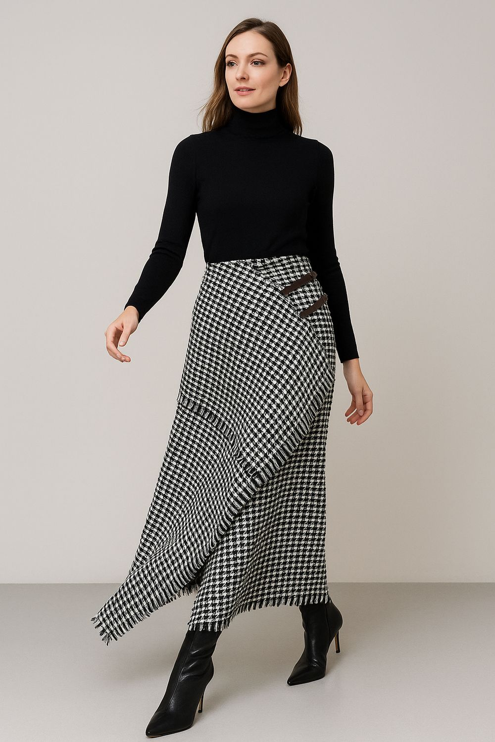 TENSIONE IN - gonna foulard con automatici interni regolabili e cinturini 38027 - bianco /nero