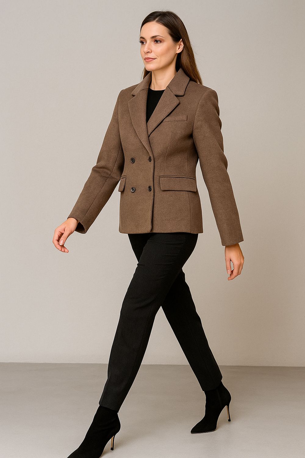 TENSIONE IN - giacca cappotto corta in panno 26B1365 - camel