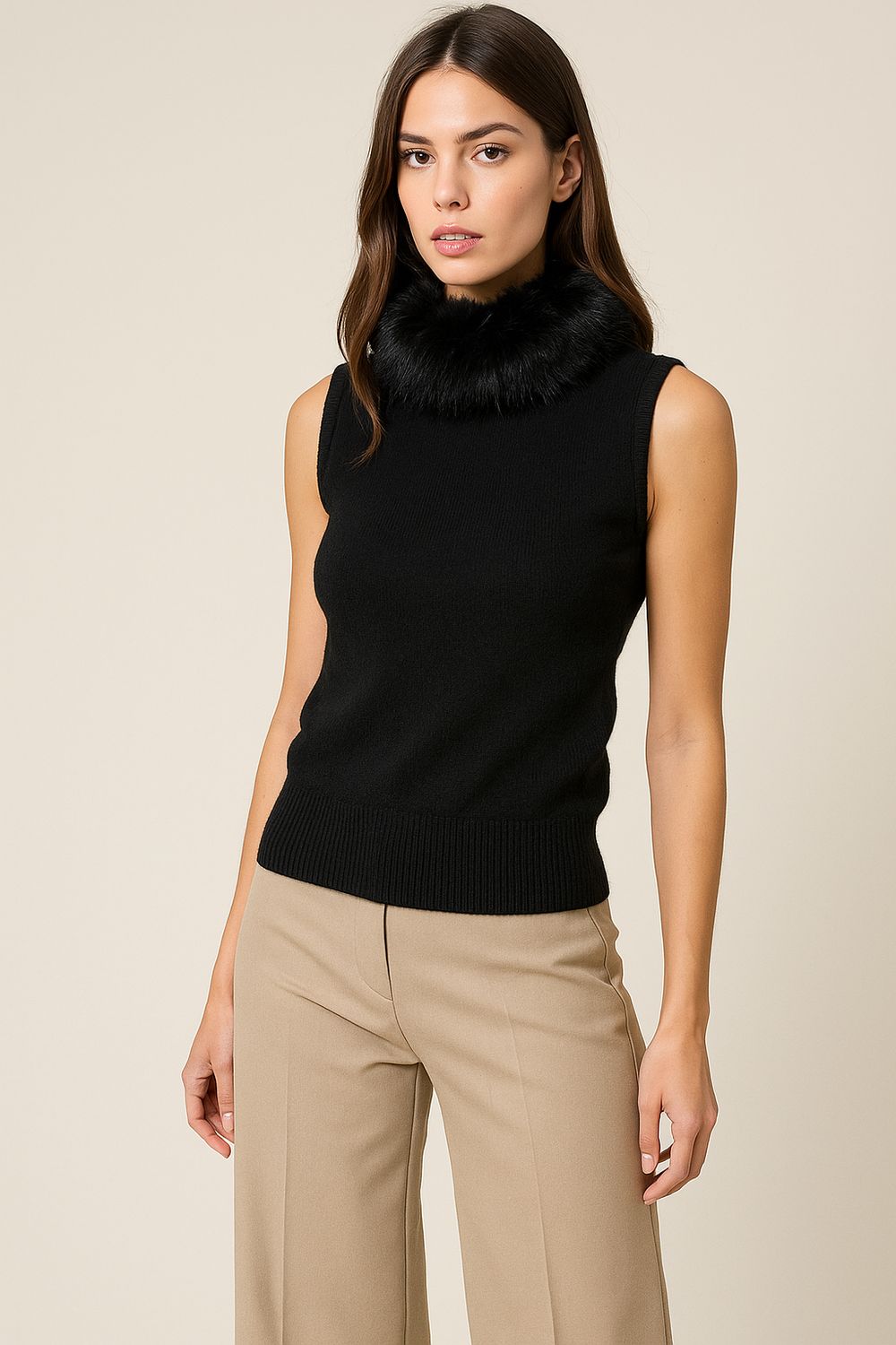 MOTEL - maglia con inserto rimovibile in pelliccia ecologica FE3116 - nero MOTEL - maglia con inserto rimovibile in pelliccia ecologica FE3116 - nero