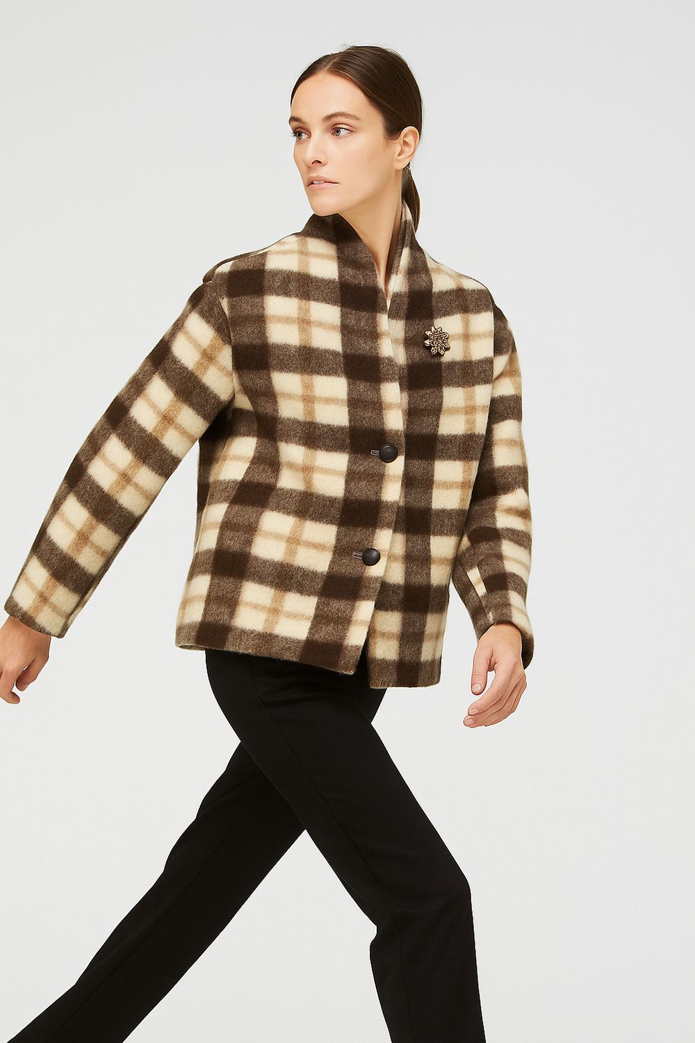 MOTEL - giacca in pile W25JA58 - moro/panna MOTEL - giacca in pile W25JA58 - moro/panna