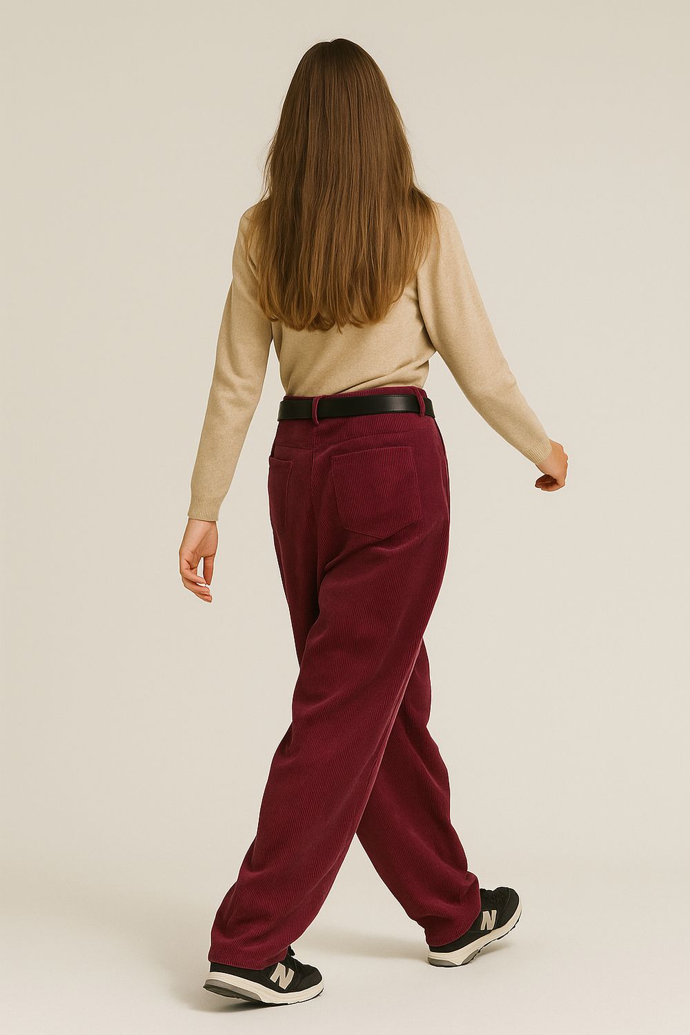 VICOLO - pantalone a ovetto in velluto a righe TF2015 - bordeaux