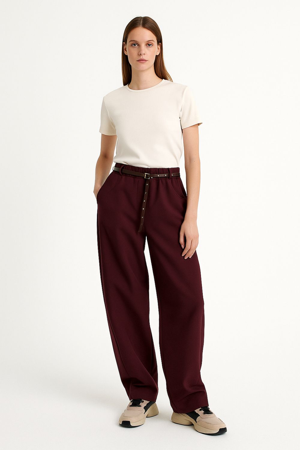 Motel - Pantalone a banana W25P981 - Bordeaux