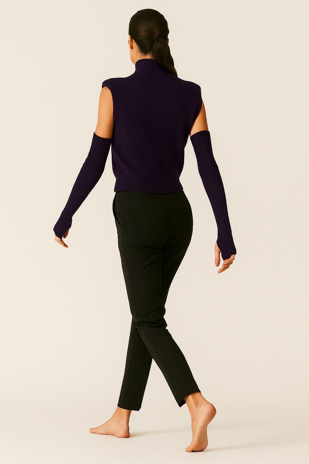 VICOLO - maglia con spalline e manicotti 77332F - Viola