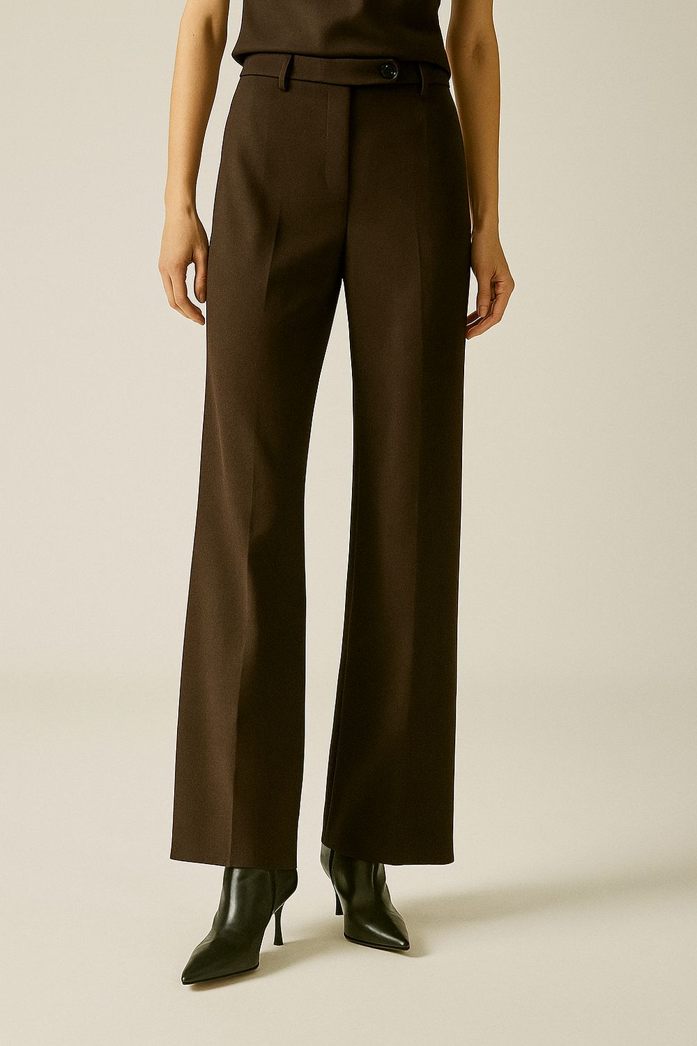 TENSIONE IN - pantalone palazzo 26P1419 - moro