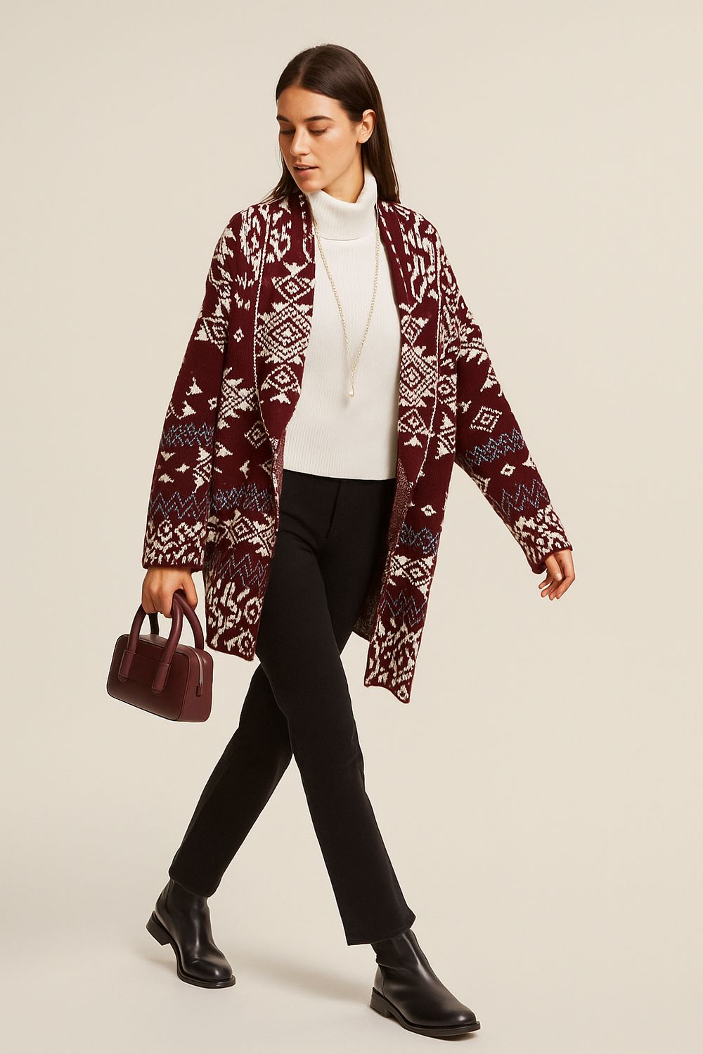 TENSIONE IN - cardigan in maglia 25A583AI25 - bordeaux