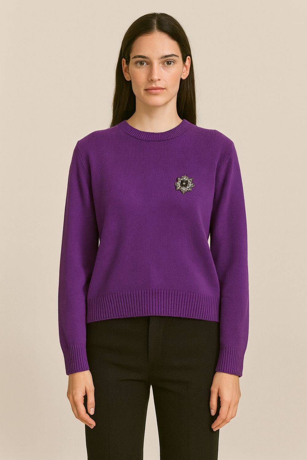 MOTEL - maglia morbida con spalline e spilla D80965 - melanzana MOTEL - maglia morbida con spalline e spilla D80965 - melanzana